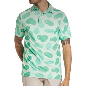 NWT Sosik Performance Polo Bentgrass Putting Green All Over Print M NEW